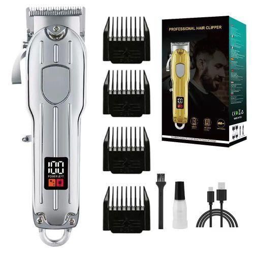 Rechargeable hair clipper original, Cordless barbing salon machine, Shaving machine with battery percentage display, Wireless hair trimmer for men Nigeria, Heavy duty barbing clipper with 4 combs Professional barber hair clippers