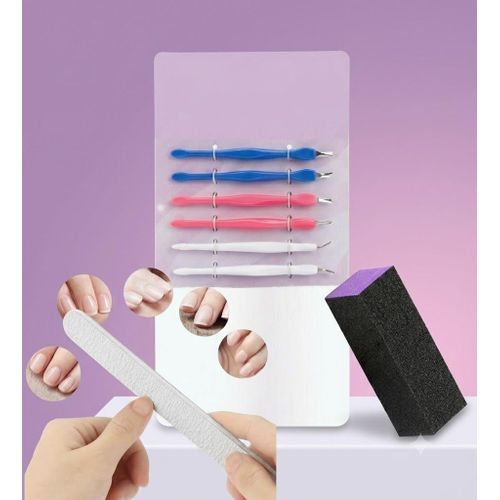 3-in-1 Complete Nail Prep Kit – 6x Cuticle Removers, Nail Buffer Block & Double-Sided Nail File