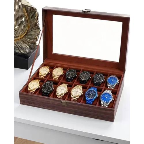 12 OR 6 SLOTS WATCH BOX JEWELRY WATCH STORAGE WRIST WATCH WRISTWATCH BOX BROWN