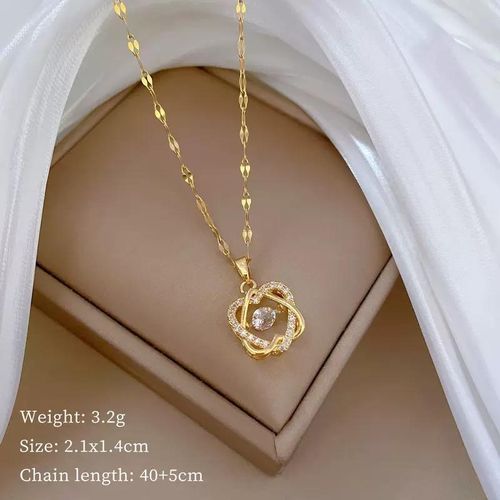 Trendy Intertwined Love Pendant Necklace With Crystal Accents Necklace For Ladies With Free Jewelry Box