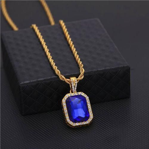 Luxury Collection Very Lasting Exclusive Studded Iced Original Quality Blue Diamond Pendant Necklace