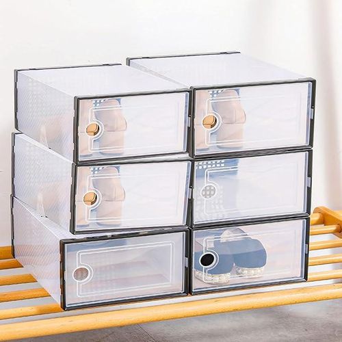 6Pcs Thick Transparent Shoe Box With Lid