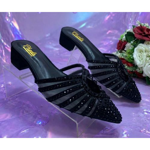 ladies/women Elegant buckle black slippers shoe 39,40,41,42