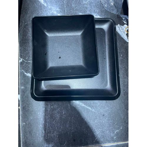 Unbreakable Matte Black Melamine Dinnerware Set with Sooup bowl and flat bowl