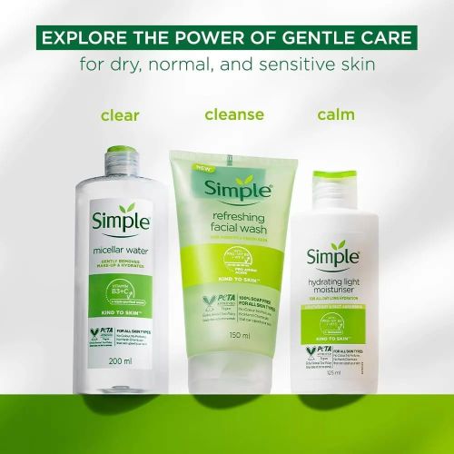 Micellar Water:& Refreshing Facial Wash & Hydrating Light Moisturiser