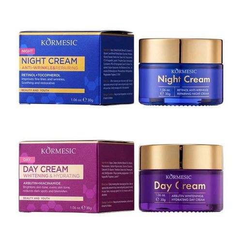 KORMESIC-Niacinamide + Arbutin Brightening Day Cream & Retinol + Vitamin E Firming Night Repair Cream – Hydrating & Revitalizing Set 30G/2Cups