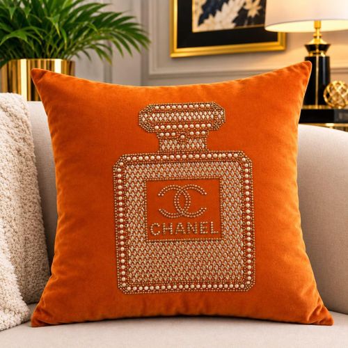 Perfume Bottle Embellished Throw Pillow