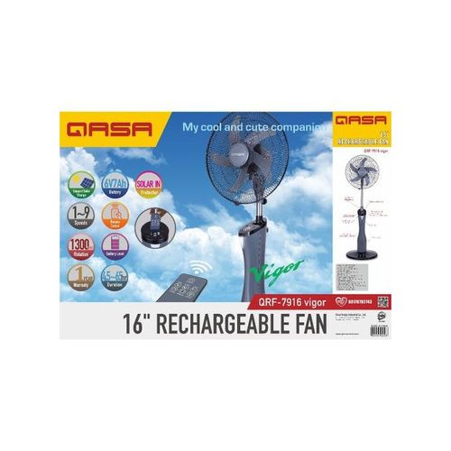 Qasa 16" Rechargeable Fan With Remote -7916HR