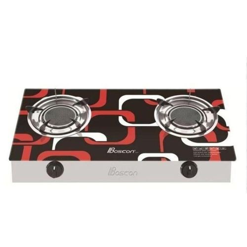 Boscon Infrared Tabletop Tempered Glass 2 Burner Gas Cooker-Auto Ignition
