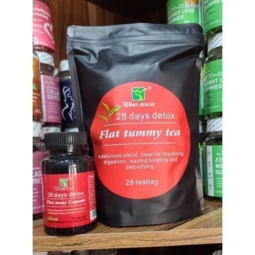 28 Days Detox And Flat Tummy Capsule- 60 Capsules & Detox Tea 2packs