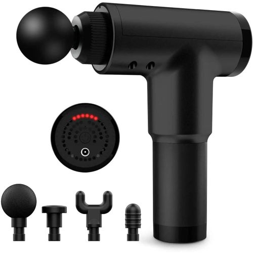 6-Speed Percussion Massage Gun, for Athletes and Deep Muscle Recovery, Relieves Soreness and Knots, Cordless with 4 Massage Heads and 2500mAh Battery