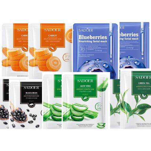 10 PCS Facial Fruit Face Sheet Mask & Anti Wrinkle Moisturizing Skin Care