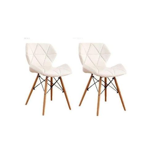 Leather Dining Chair With Wooden Leg (set Of 2)