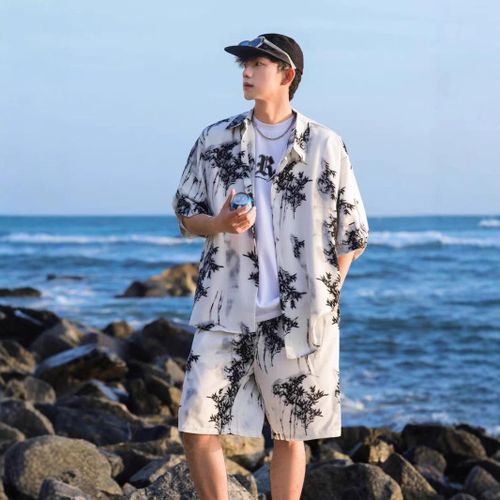 Men's short-sleeved suit, T-shirt + shorts suit, tie-dye sports suit
