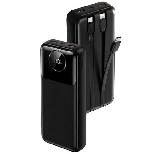20000mAh Power Bank, 22.5W Fast Charging Portable Charger with Built-In 2 Cables, LED Digital Display & Dual Output for iPhone, Samsung, Android & Mobile Devices