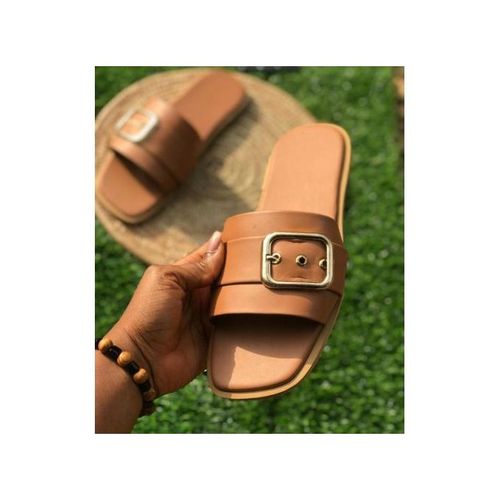 Ladies Casual Flat Slippers-NUDE