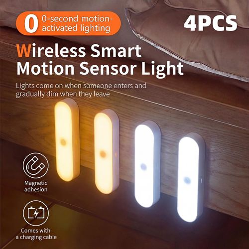 4PCS LED Motion Sensor Night Light Rechargeable