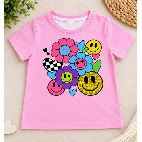 Girls’ Pink Short Sleeve T-Shirt – Soft Cotton Casual Top