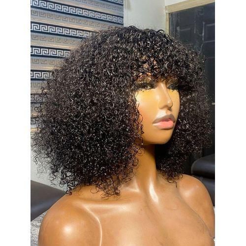 Natural Black Full Volume Curly Bang Wig