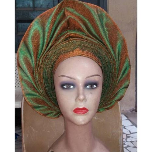 Aso-Oke African Headtie Auto Gele, Headgear, Two Tone Aso Oke Ready To Wear.