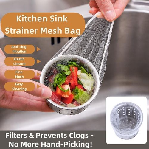 30 PCS Kitchen Disposable Mesh Sink Strainer Bag and PP Extraction Box Fits All Size Sink Strainer Elastic Anti-clogging Sink Drain Strainer Collecting Kitchen Food scraps Garbage