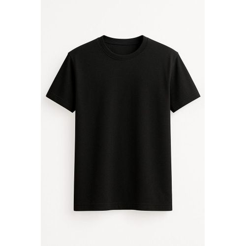Casual Round Neck Polo For Real Man-Black