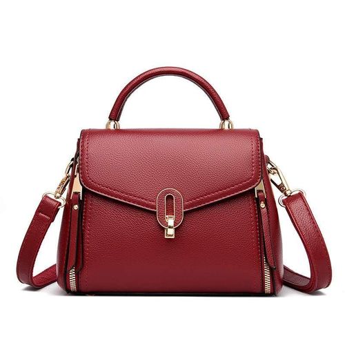 Wine red Portable Leather Ladies Women cross shoulder Hand Bag