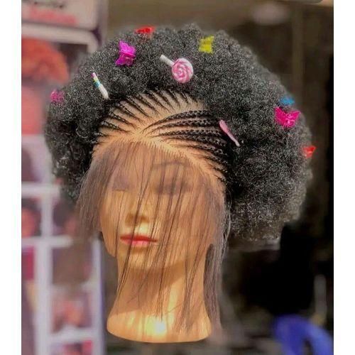 Candy Pop Afro Puff with Braided Front