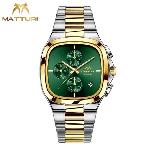 New Designer Men Watch Chronograph Silver/Gold Steel Chain Quartz Watch Waterproof Custom Wristwatch