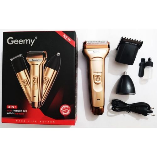 Rechargeable Hair Clipper, Noise Trimmer & Hair Trimmer ( 3 in 1 ) - GM6591 Hair Cutting Machine Set 3 in 1 Cordless Rechargeable Hair Trimmer, Nose Trimmer, Barber Shop Shaver. ( Gold )