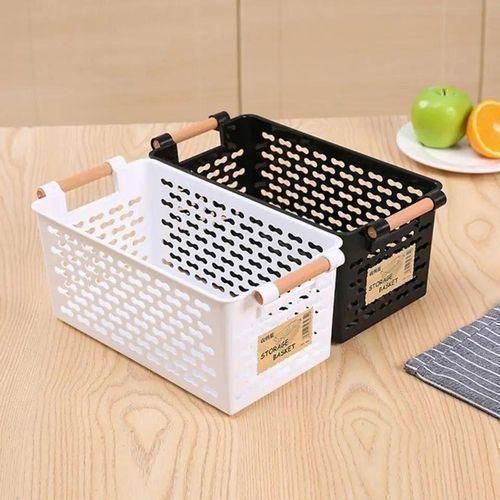 Fruit Pantry Portable Wooden Handle Basket Storage Basket Kitchen (2pcs)