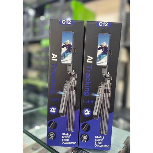 C12 Smart AI Tracking 1.8m Selfie Stick and Stable Quadrupod Phone Stand