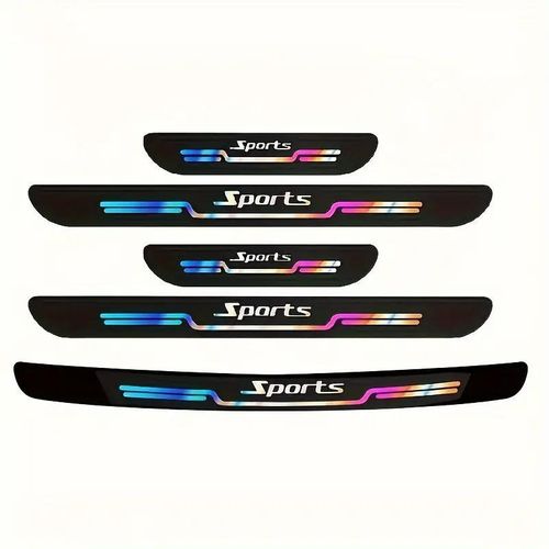 5pcs Sports Car Sill Protection Strips - Anti-Scratch, Laser-Cut Design with Colorful Accents, Fit for Enhanced Vehicle Appearance