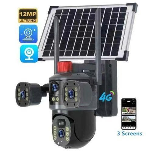 SPM 4G Sim Card 360° Monitoring V380 Pro Dual Lens, 3screen CCTV SOLAR CAMERA + Free 128Gb SD Card