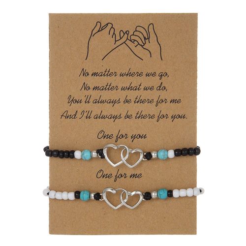 Matching Couple Heart Bracelets Simple Personality Beads Bracelet Birthday Gift Wedding Anniversary GiftsLovers NO5419
