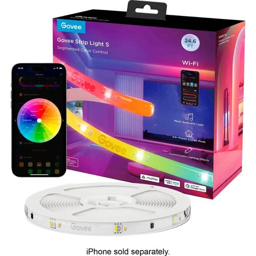 24.6ft Smart RGBICW LED Strip Light – Wi-Fi, Music Sync & Voice Control