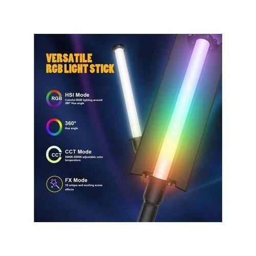 FILMING GRADE Professional CONTENT CREATOR FULL COLOUR Handheld Rechargeable Strobe Light Wand LED Video Lightning Ring RGBs Stick with Barndoor