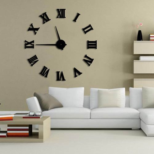 120cm Numerals DIY Large Wall Clock 3D Mirror Surface