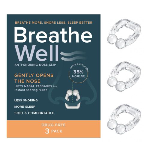 BreatheWell Magnetic Anti-Snoring Nose Clips (3 Pack)