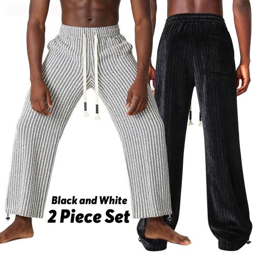 Striped Casual Pants: Unisex DesignStylish, Loose-Fit, Drawstring Straight-Leg Trousers.