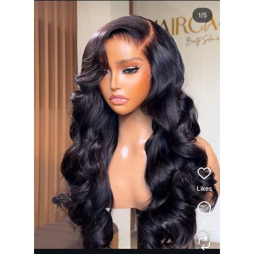 Long Body Wave Huma Hair Lace Front Wig (Natural Black Edition)