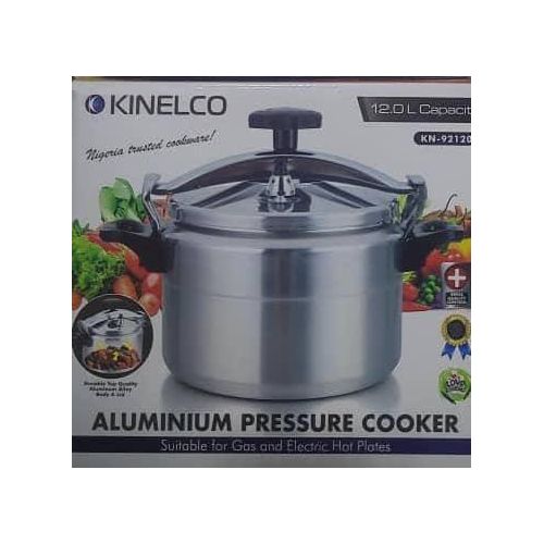Kinelco 12L Aluminium Pressure Cooker features a durable top-quality aluminum alloy body