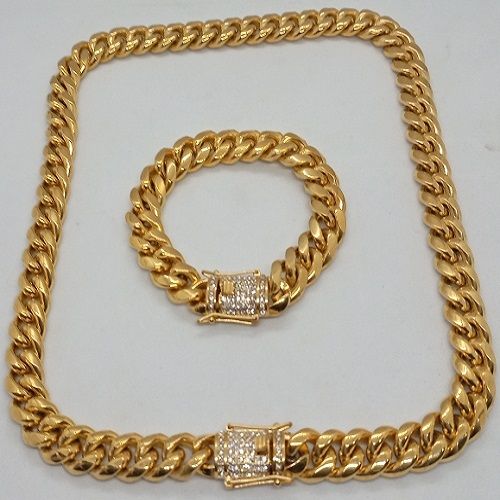 TRENDY STEEL CHAIN AND BRACELET - MEN
