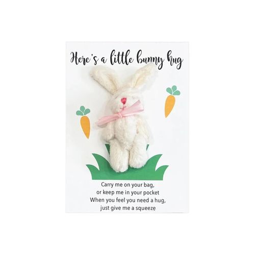 Cute Pocket Hug Bunny Keychains Stylish Car Keychain Accessories Employee Appreciation Hug Token GiftsWhite NO5419