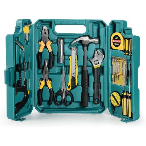 27pcs General Household Tool Kit Set, Home Repair and Mechanics Hand Tool Kit with Storage Case Ideal for Men and Women in Garage, Office, or College Dorm