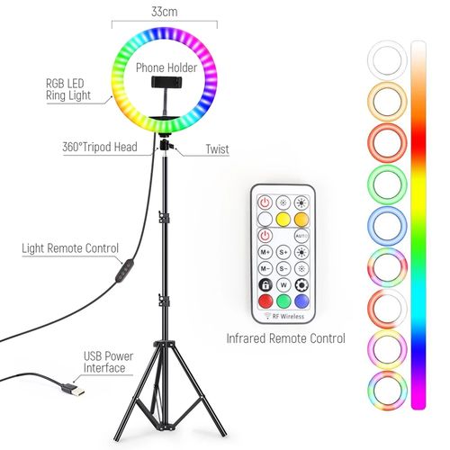 12inch RGB Ring Light And Tripod Colorful Selfie