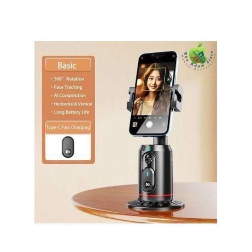 360° Smart Auto Face Tracking Selfie Stick Tripod Q02, Al Intelligence For Android And IOS - BLACK