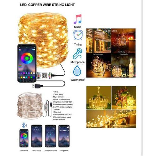 Christmas Indoor/ Outdoor USB String Unlimited Lights 20M 200 LED Solar Fairy Lights Waterproof Decoration Copper Wire Lights/Bluetooth & App control
