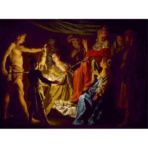 36 X 48inch Artwork painting of king Solomon judging a case between 2 women fighting over a child