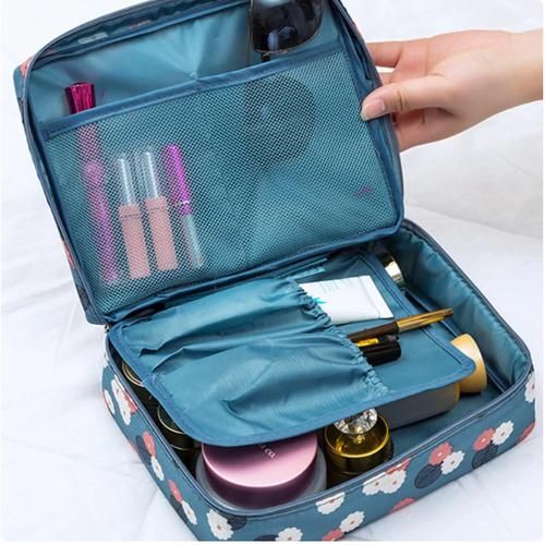 Daily Cosmetic Essentials Pouch - Cute Floral Pattern Makeup Travel Bag